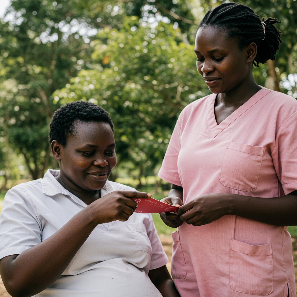 A pregnant woman at a medical checkup