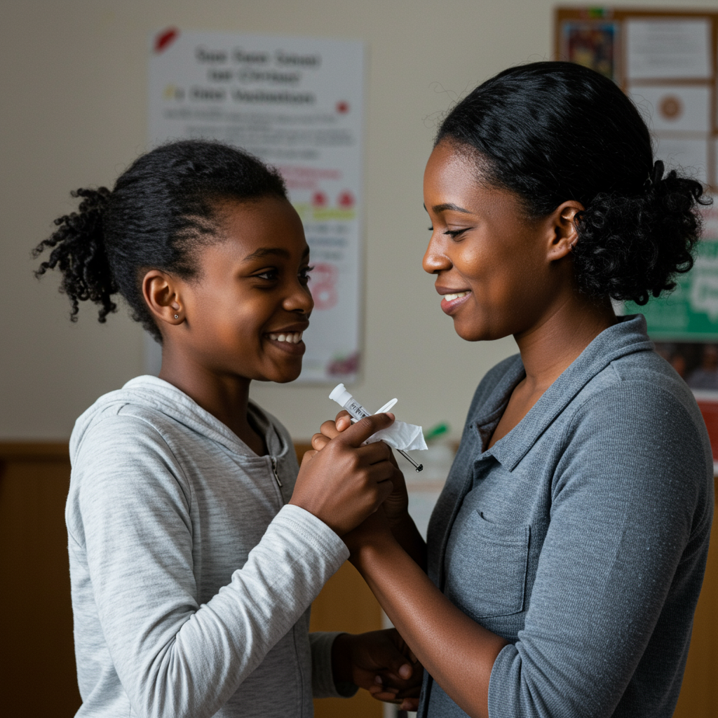A nurse giving a vaccine